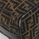 FENDI Zucca Canvas Vanity Hand Bag Black Brown Auth mr2833-14