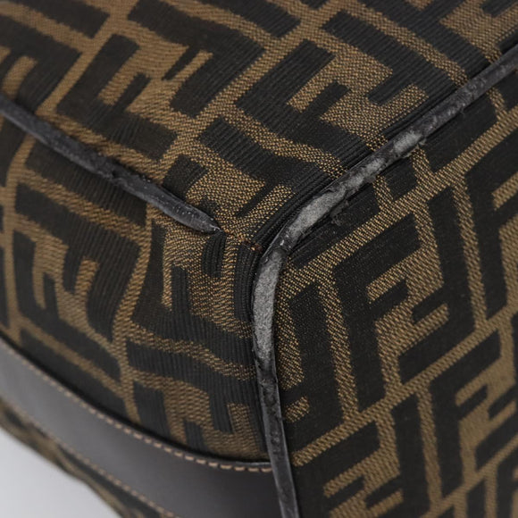 FENDI Zucca Canvas Vanity Hand Bag Black Brown Auth mr2833