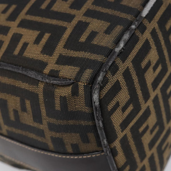 FENDI Zucca Canvas Vanity Hand Bag Black Brown Auth mr2833