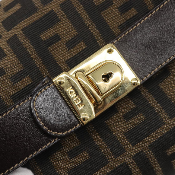FENDI Zucca Canvas Vanity Hand Bag Black Brown Auth mr2833