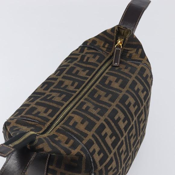 FENDI Zucca Canvas Vanity Hand Bag Black Brown Auth mr2833