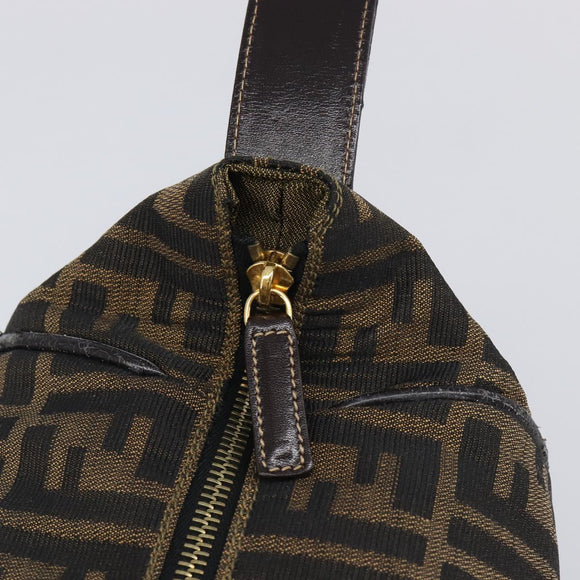 FENDI Zucca Canvas Vanity Hand Bag Black Brown Auth mr2833