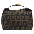 FENDI Zucca Canvas Vanity Hand Bag Black Brown Auth mr2833-13