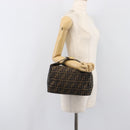 FENDI Zucca Canvas Vanity Hand Bag Black Brown Auth mr2833-24