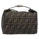 FENDI Zucca Canvas Vanity Hand Bag Black Brown Auth mr2833-2