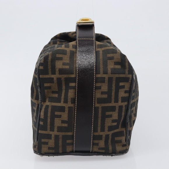 FENDI Zucca Canvas Vanity Hand Bag Black Brown Auth mr2833