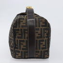 FENDI Zucca Canvas Vanity Hand Bag Black Brown Auth mr2833-4