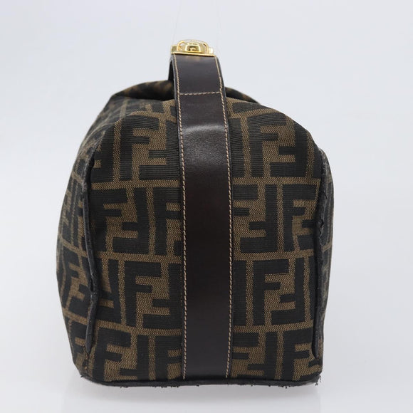 FENDI Zucca Canvas Vanity Hand Bag Black Brown Auth mr2833
