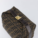 FENDI Zucca Canvas Vanity Hand Bag Black Brown Auth mr2833-6
