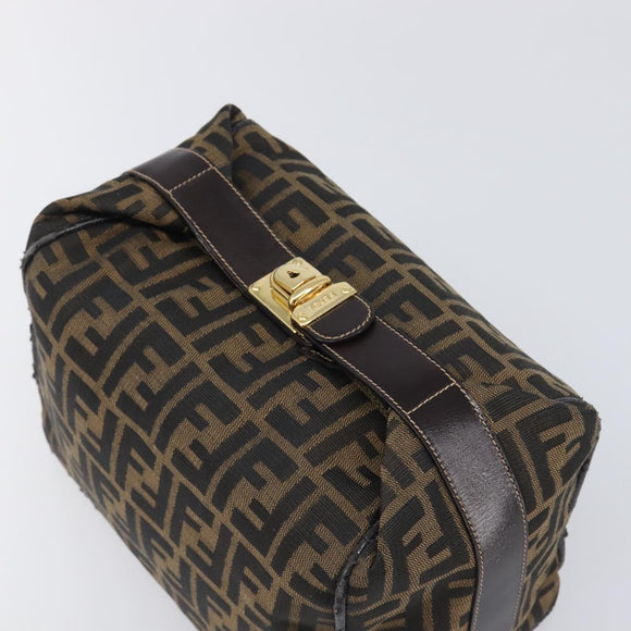 FENDI Zucca Canvas Vanity Hand Bag Black Brown Auth mr2833