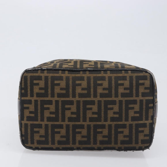 FENDI Zucca Canvas Vanity Hand Bag Black Brown Auth mr2833