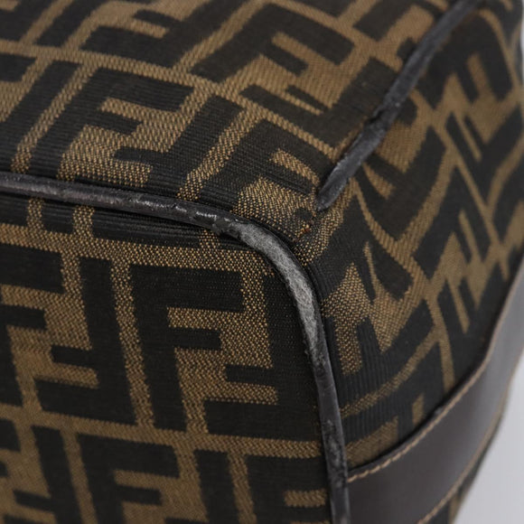 FENDI Zucca Canvas Vanity Hand Bag Black Brown Auth mr2833