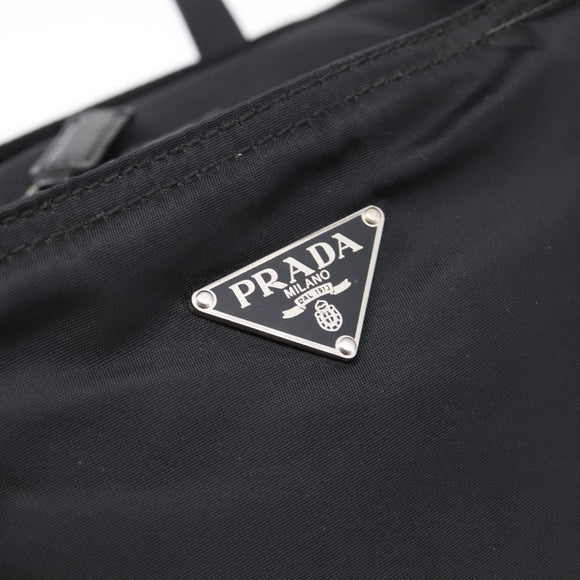 PRADA Tote Bag Nylon Black Silver Auth mr2834
