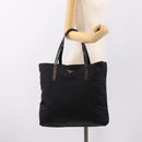 PRADA Tote Bag Nylon Black Silver Auth mr2834-23