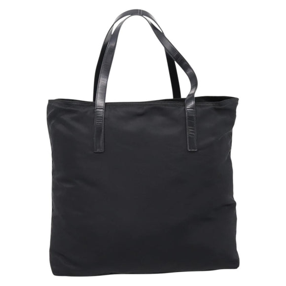 PRADA Tote Bag Nylon Black Silver Auth mr2834
