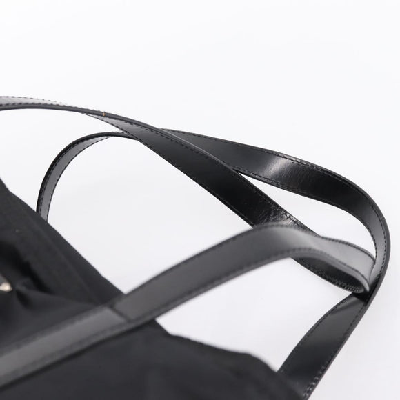 PRADA Tote Bag Nylon Black Silver Auth mr2834