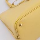 PRADA Hand Bag Safiano Leather Yellow Gold Auth mr2835V-11