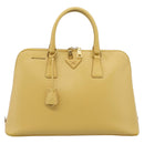 PRADA Hand Bag Safiano Leather Yellow Gold Auth mr2835V-2