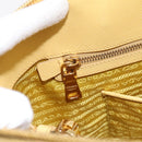 PRADA Hand Bag Safiano Leather Yellow Gold Auth mr2835V-21