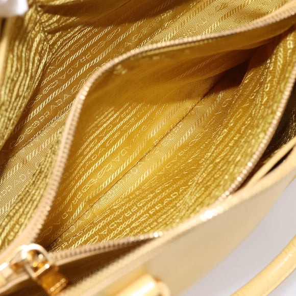 PRADA Hand Bag Safiano Leather Yellow Gold Auth mr2835V