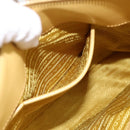 PRADA Hand Bag Safiano Leather Yellow Gold Auth mr2835V-25