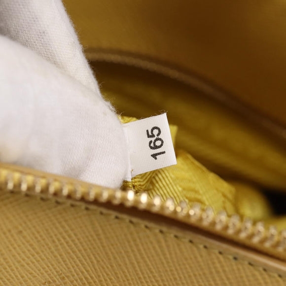 PRADA Hand Bag Safiano Leather Yellow Gold Auth mr2835V