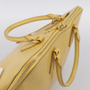 PRADA Hand Bag Safiano Leather Yellow Gold Auth mr2835V-6