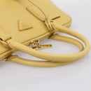 PRADA Hand Bag Safiano Leather Yellow Gold Auth mr2835V-7