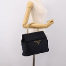 PRADA Pocono Hand Bag Nylon Navy Gold Auth mr2836-22