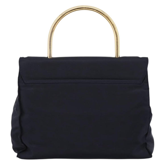 PRADA Pocono Hand Bag Nylon Navy Gold Auth mr2836