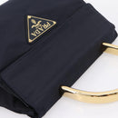 PRADA Pocono Hand Bag Nylon Navy Gold Auth mr2836-6
