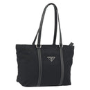 PRADA Pocono Hand Bag Nylon Leather Black Silver Auth mr2838-1