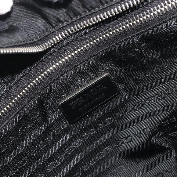 PRADA Pocono Hand Bag Nylon Leather Black Silver Auth mr2838