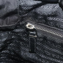 PRADA Pocono Hand Bag Nylon Leather Black Silver Auth mr2838-22