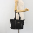 PRADA Pocono Hand Bag Nylon Leather Black Silver Auth mr2838-24