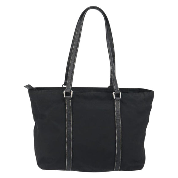 PRADA Pocono Hand Bag Nylon Leather Black Silver Auth mr2838