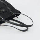 PRADA Pocono Hand Bag Nylon Leather Black Silver Auth mr2838-7