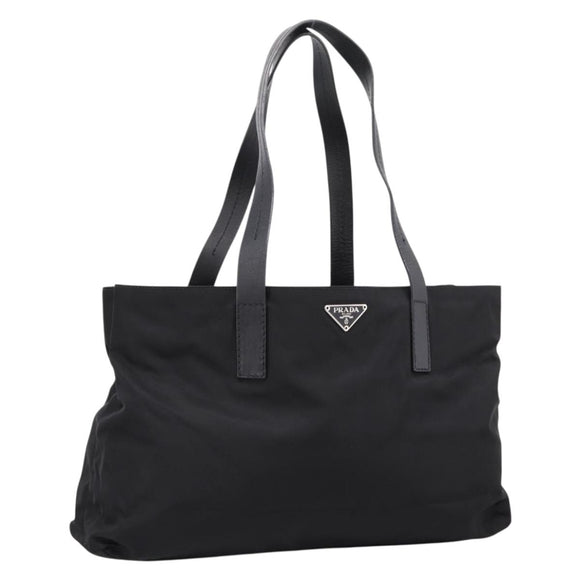 PRADA Pocono Tote Bag Nylon Black Silver Auth mr2839