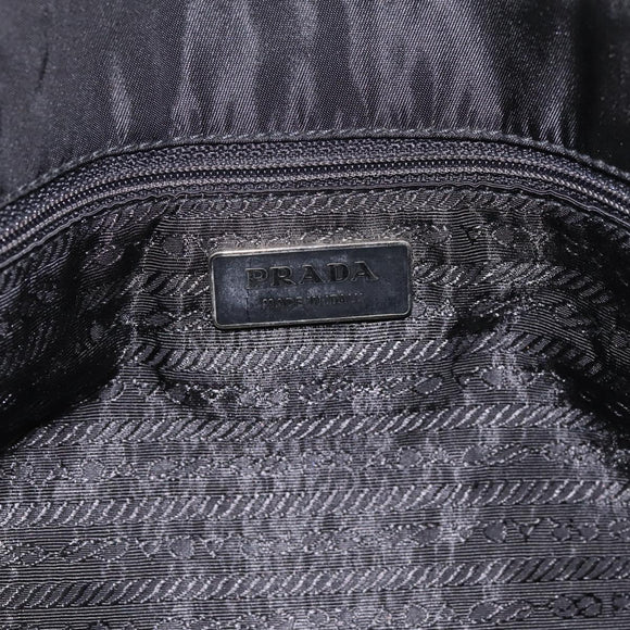 PRADA Pocono Tote Bag Nylon Black Silver Auth mr2839