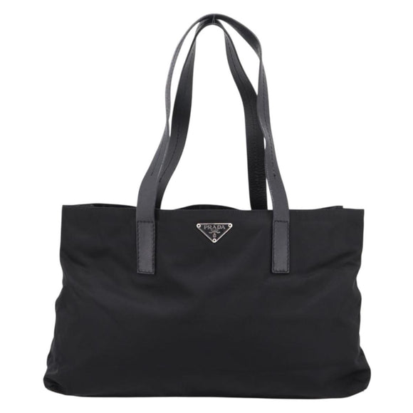 PRADA Pocono Tote Bag Nylon Black Silver Auth mr2839