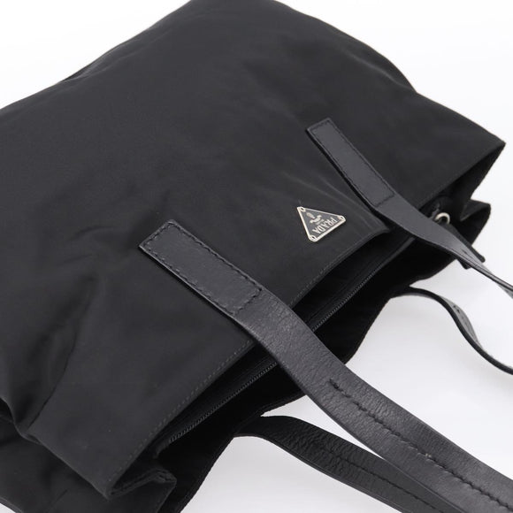 PRADA Pocono Tote Bag Nylon Black Silver Auth mr2839