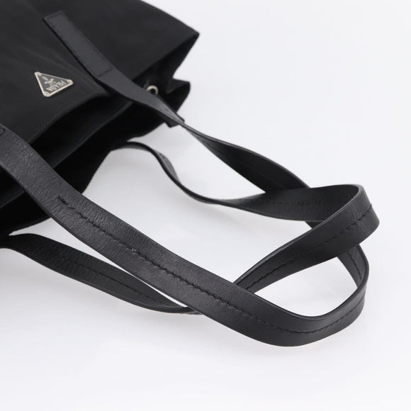 PRADA Pocono Tote Bag Nylon Black Silver Auth mr2839