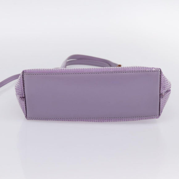 PRADA Hand Bag Mesh Sequins Purple Silver Auth mr2840