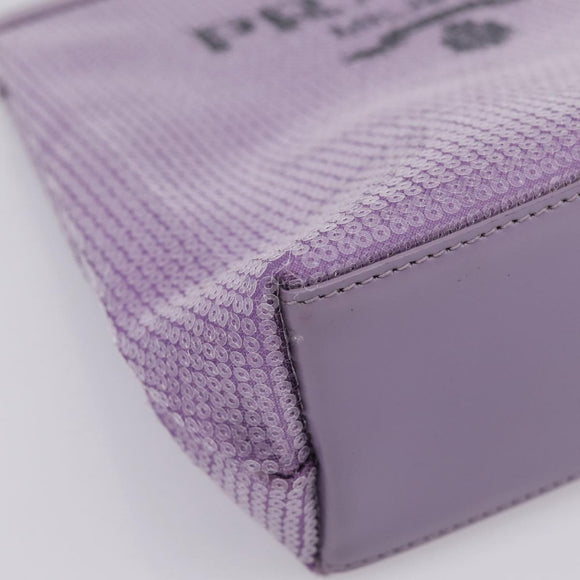 PRADA Hand Bag Mesh Sequins Purple Silver Auth mr2840