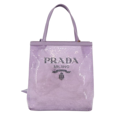 PRADA Hand Bag Mesh Sequins Purple Silver Auth mr2840 - 0
