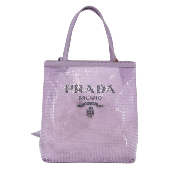 PRADA Hand Bag Mesh Sequins Purple Silver Auth mr2840