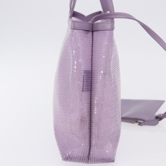 PRADA Hand Bag Mesh Sequins Purple Silver Auth mr2840