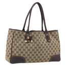 GUCCI GG Canvas Web Sherry Line Tote Bag Brown Gold 163805 Auth mr2841-1