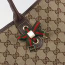 GUCCI GG Canvas Web Sherry Line Tote Bag Brown Gold 163805 Auth mr2841-14