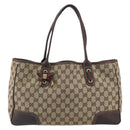 GUCCI GG Canvas Web Sherry Line Tote Bag Brown Gold 163805 Auth mr2841-2